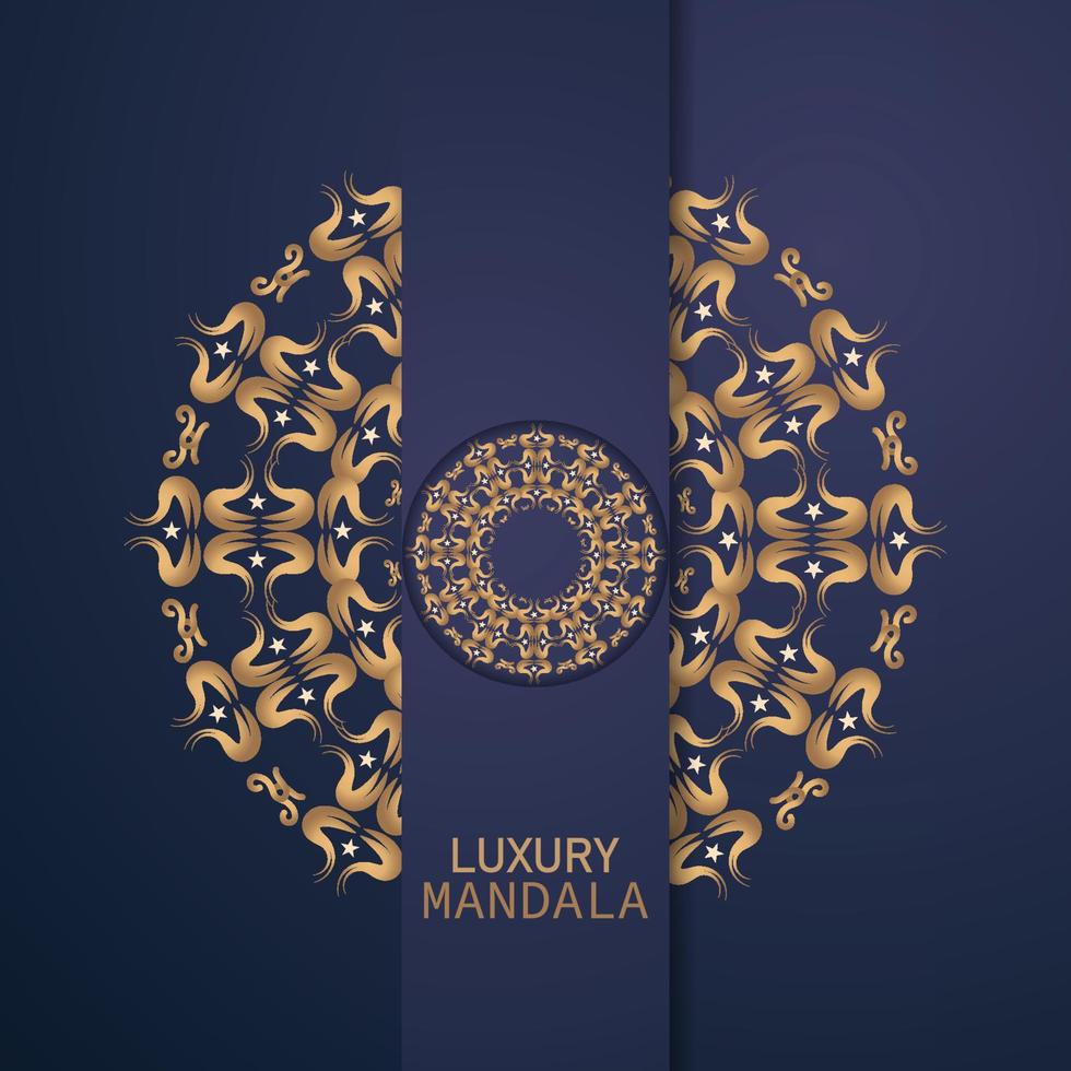 modelos de cartão de convite com padrão de ouro e fundo de mandala de luxo de cor de cristais com padrão de arebesque dourado estilo oriental islâmico árabe. mandala decorativa estilo ramadã, banner flyer etc vetor