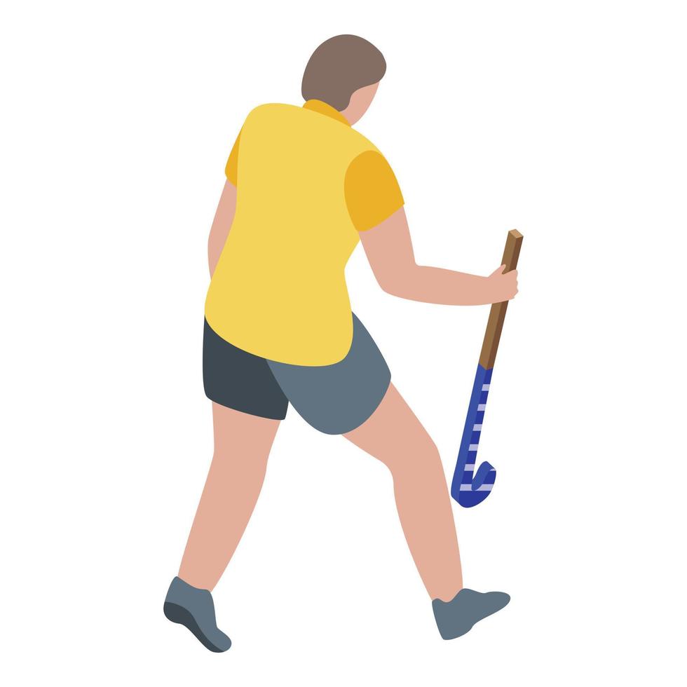 ícone do jogador de hóquei em campo, estilo isométrico vetor
