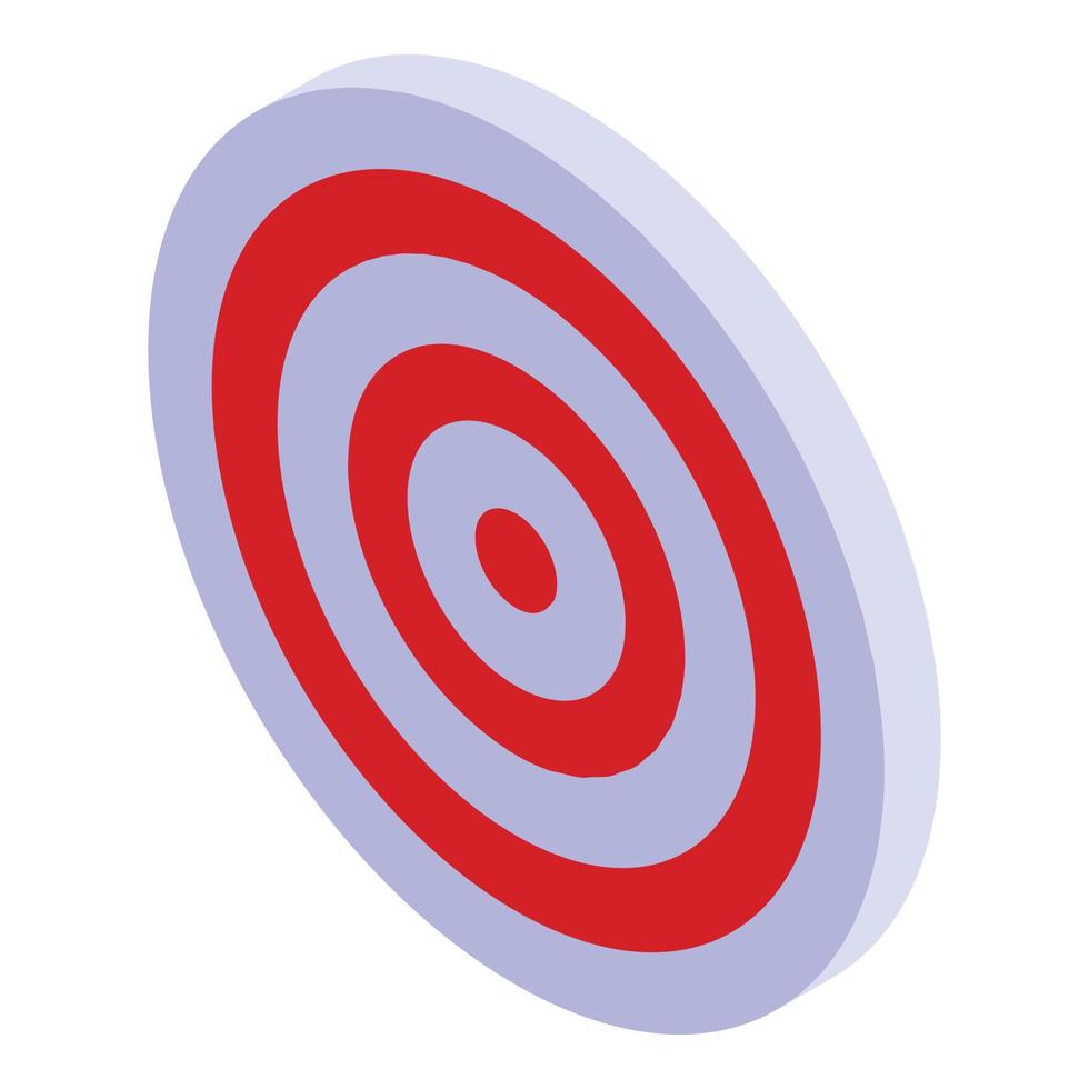 ícone de alvo branco vermelho, estilo isométrico vetor