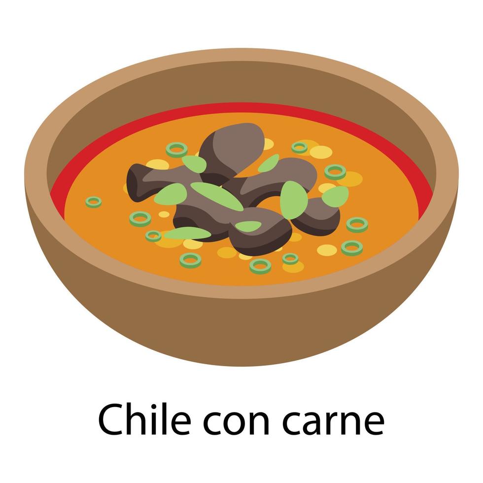 ícone chile con carne, estilo isométrico vetor