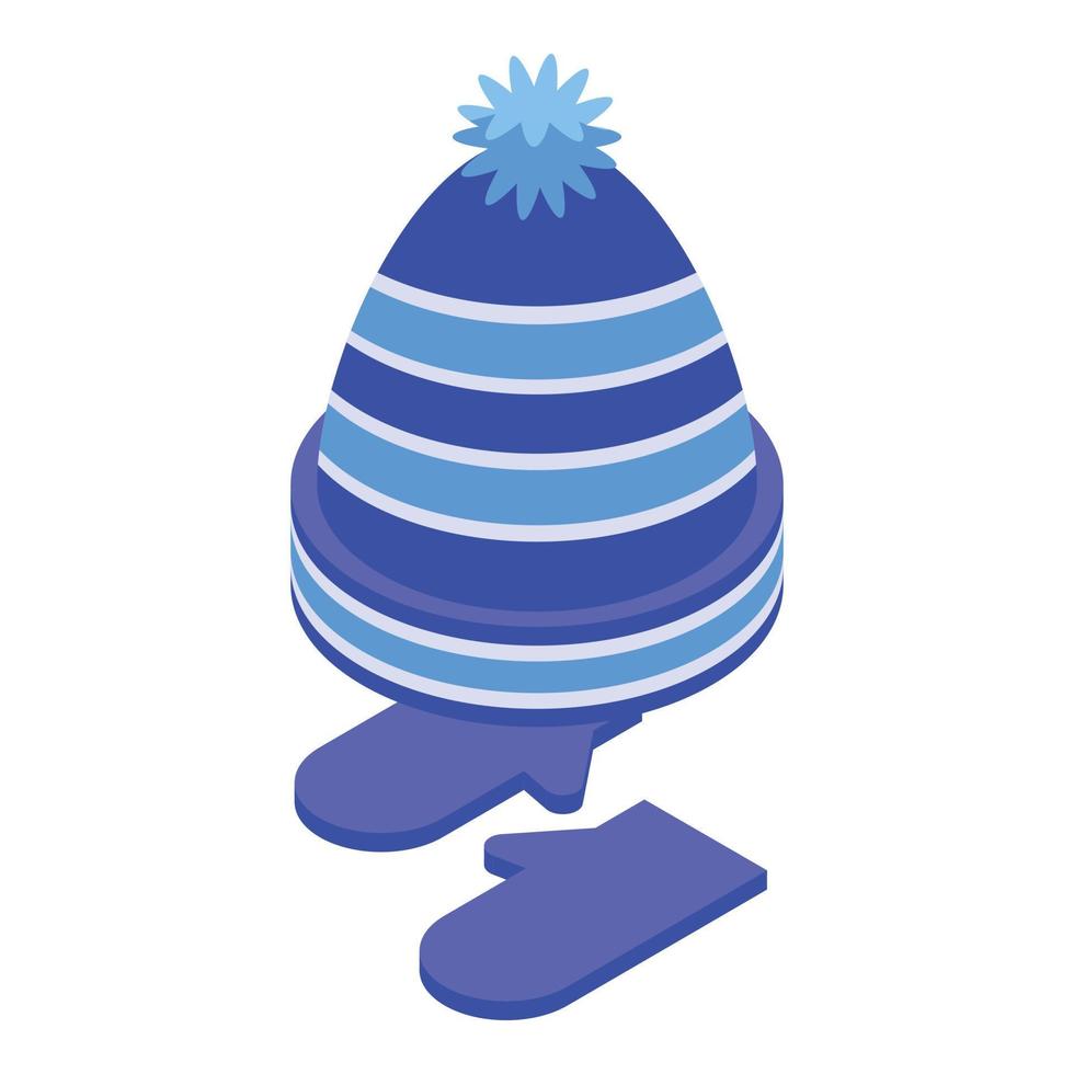 ícone de acessórios para chapéus de inverno, estilo isométrico vetor
