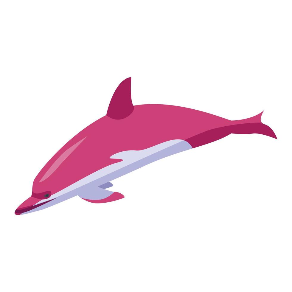 ícone do golfinho rosa, estilo isométrico vetor