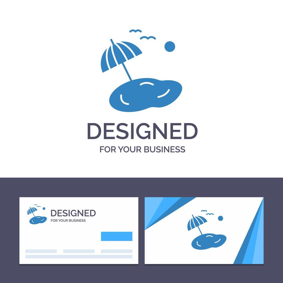 cartão de visita criativo e modelo de logotipo ilustração vetorial de primavera de palmeira de praia vetor