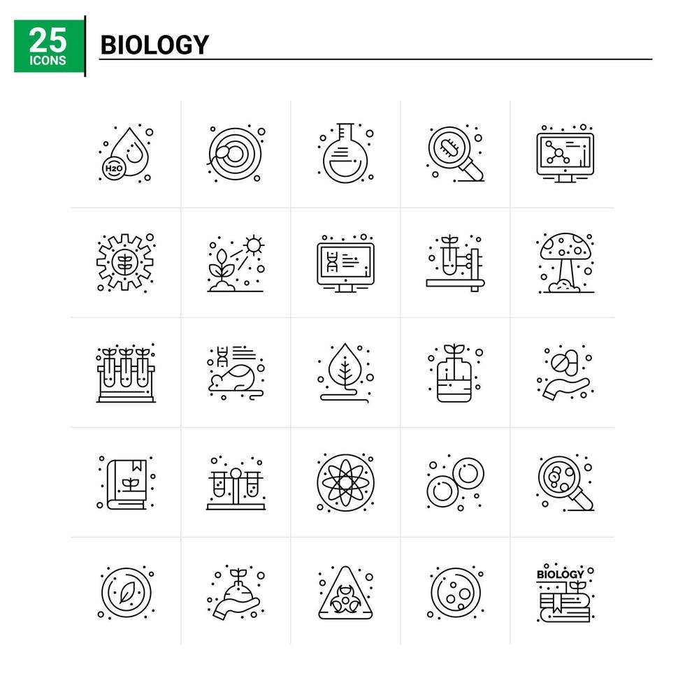 25 conjunto de ícones de biologia vector background