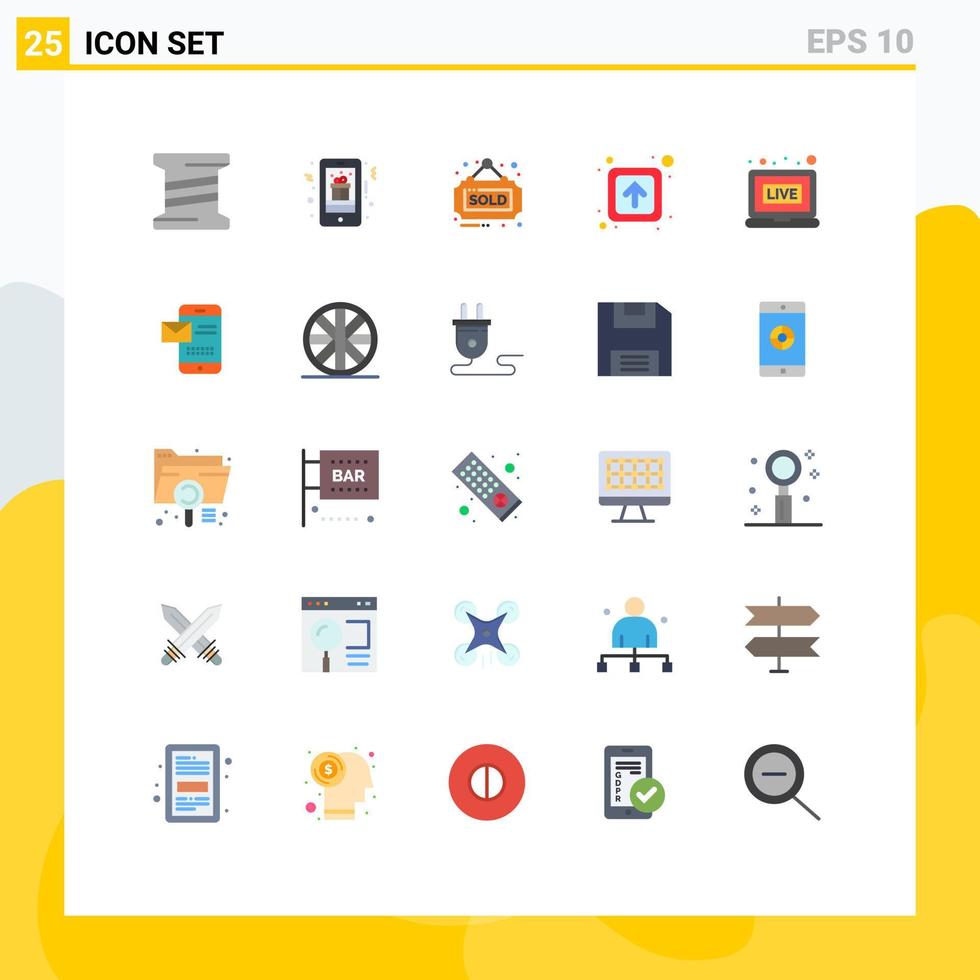 25 cores planas de vetores temáticos e símbolos editáveis de elementos de design de vetores editáveis de propriedade de sinais ao vivo