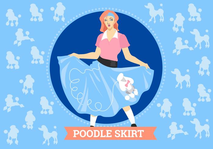 Woman Posing with Poodle Skirt Costume Vector