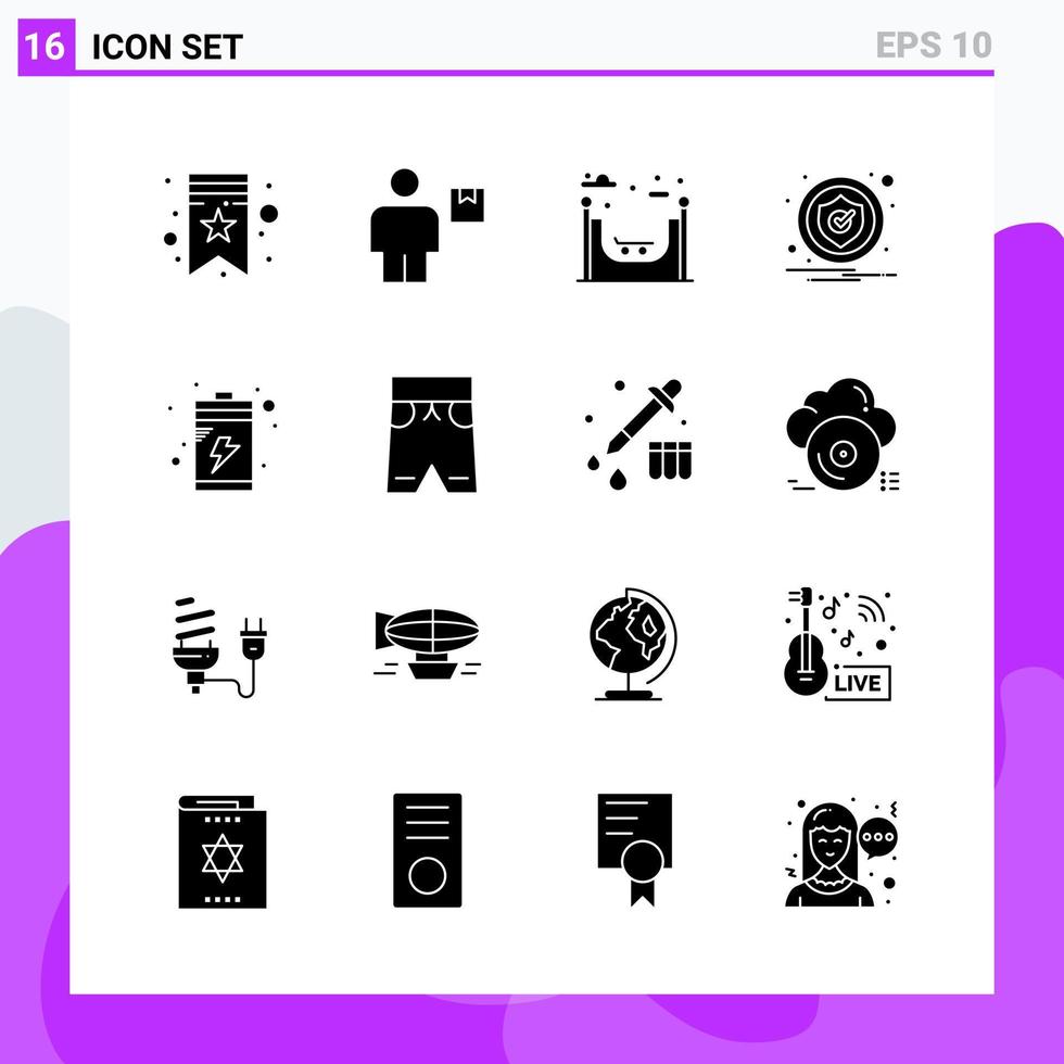 conjunto de 16 ícones em símbolos de glifos criativos de estilo sólido para design de sites e aplicativos móveis sinal de ícone sólido simples isolado em fundo branco 16 ícones criativos de fundo vetorial de ícone preto vetor