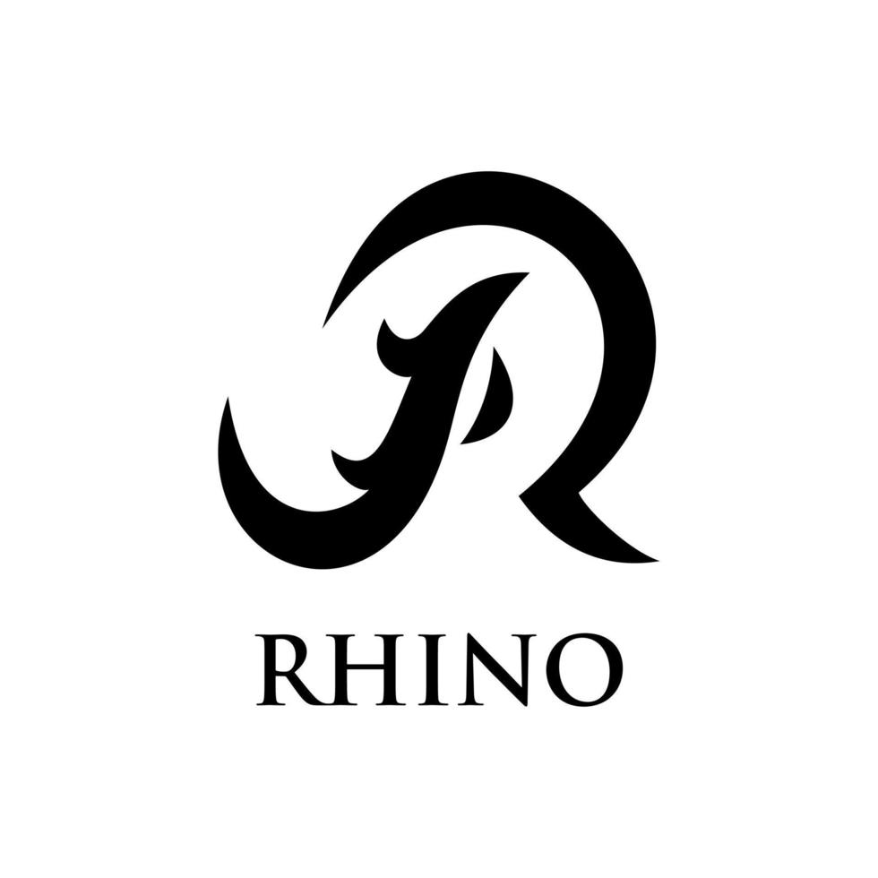 logotipo animal com r inicial para elemento de design de rinoceronte para logotipo, pôster, cartão, banner, emblema, camiseta. ilustração vetorial vetor