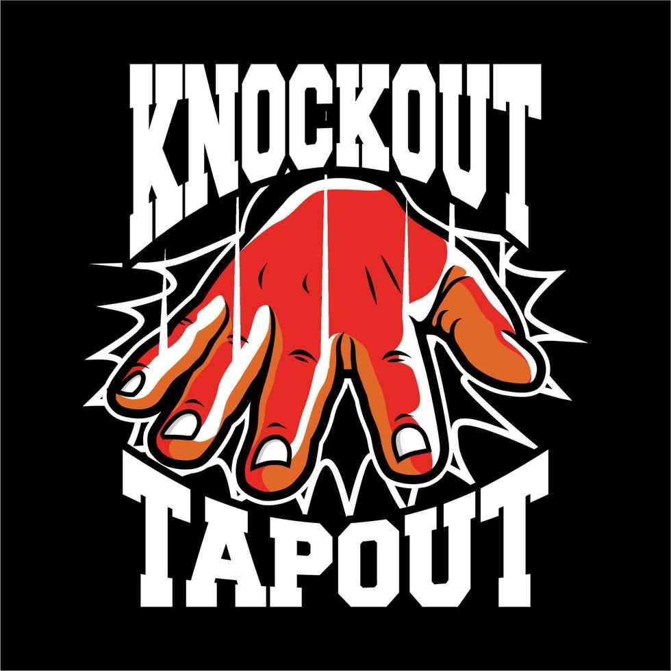 tapout de mão, modelo de vetor mma nocaute, elemento de design para logotipo, pôster, cartão, banner, emblema, camiseta. ilustração vetorial