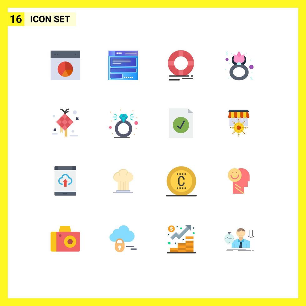 conjunto de 16 sinais de símbolos de ícones de interface do usuário modernos para mulheres pacote editável de proteção de oito dias de código de elementos de design de vetores criativos