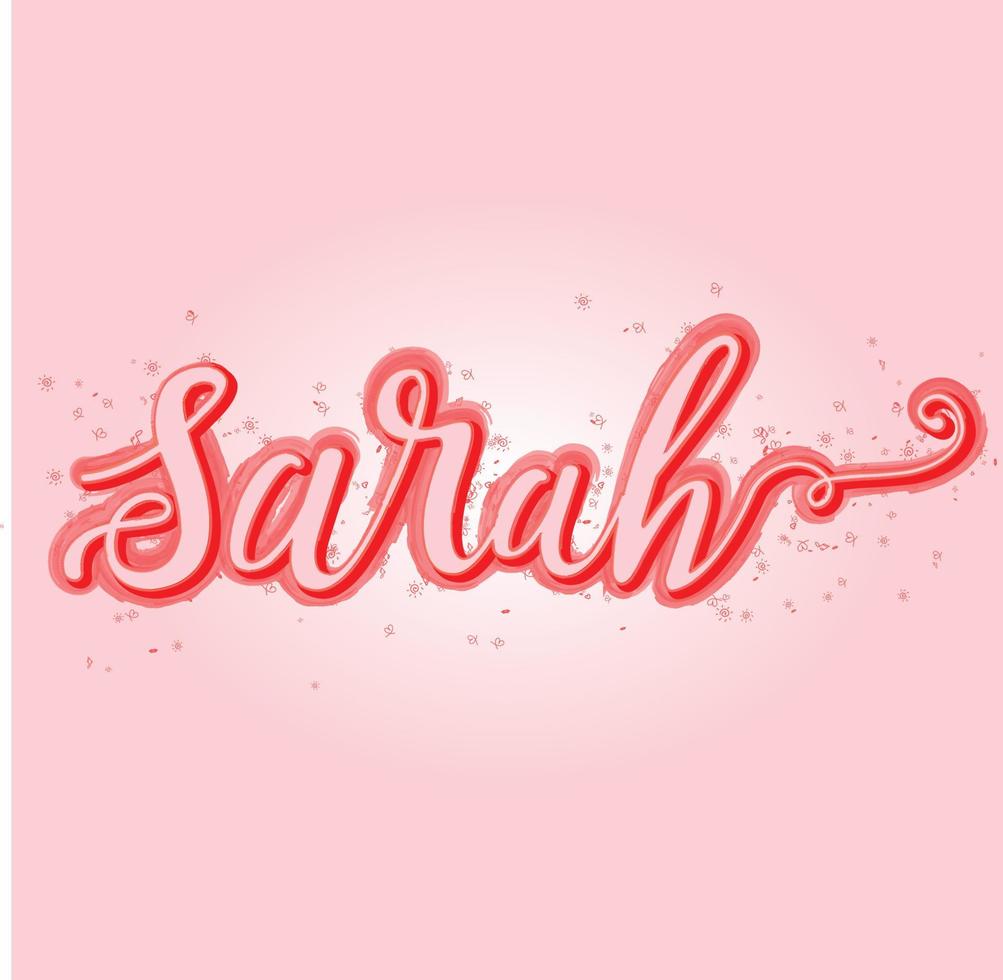 sarah nome menina amor roteiro rosa redemoinho escrito à mão sara vetor