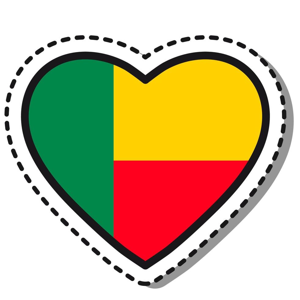 bandeira benin etiqueta do coração no fundo branco. distintivo de amor de vetor vintage. elemento de design de modelo. dia Nacional. sinal de viagem.