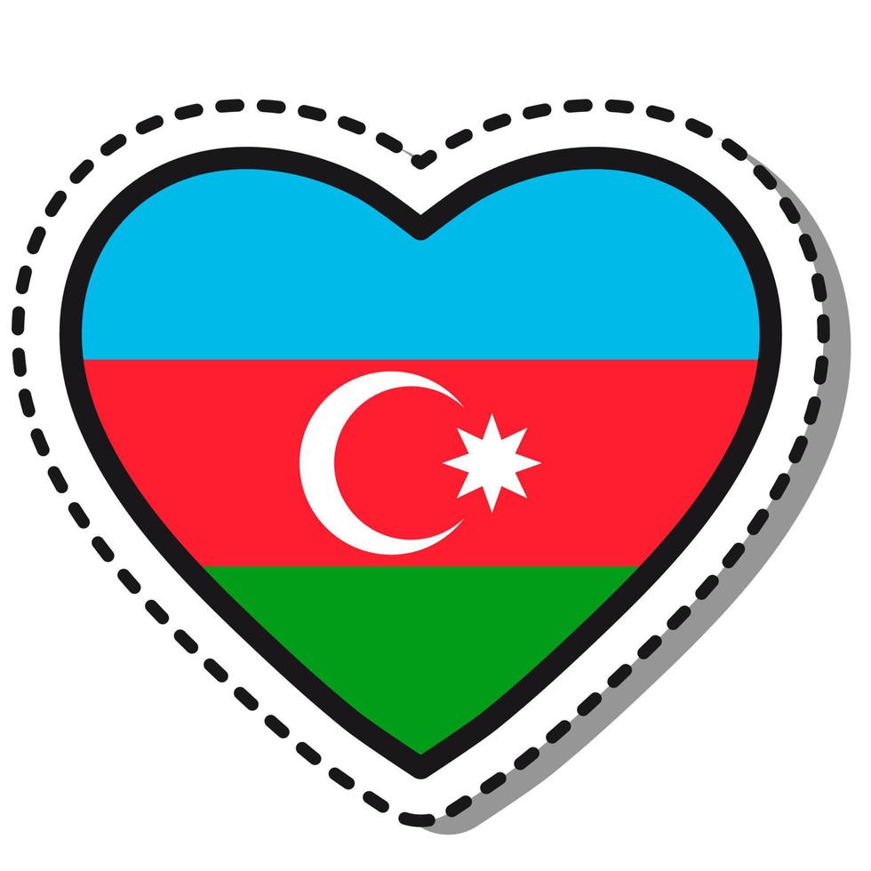 bandeira Azerbaijão adesivo de coração em fundo branco. distintivo de amor de vetor vintage. elemento de design de modelo. dia Nacional. sinal de viagem.