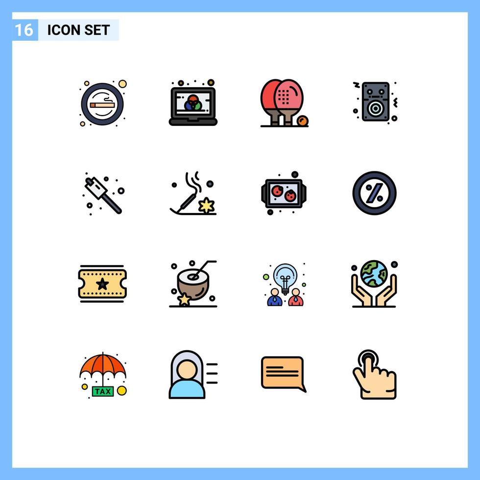conjunto de 16 sinais de símbolos de ícones de interface do usuário modernos para tela de músicas de jogador, jogo de áudio, elementos de design de vetores criativos editáveis