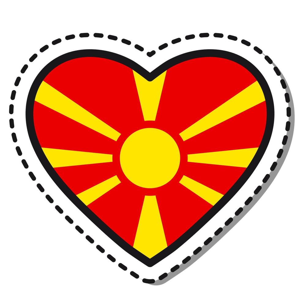 bandeira Macedônia adesivo de coração em fundo branco. distintivo de amor de vetor vintage. elemento de design de modelo. dia Nacional. sinal de viagem.