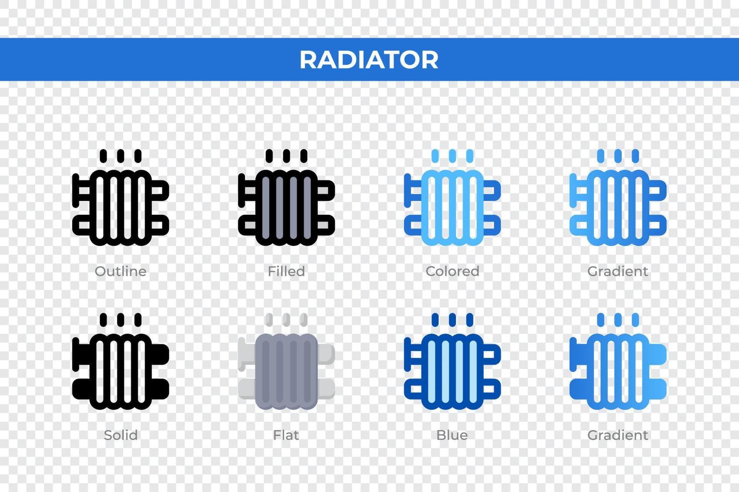 ícones de radiador em estilo diferente. conjunto de ícones do radiador. símbolo de férias. conjunto de ícones de estilo diferente. ilustração vetorial vetor