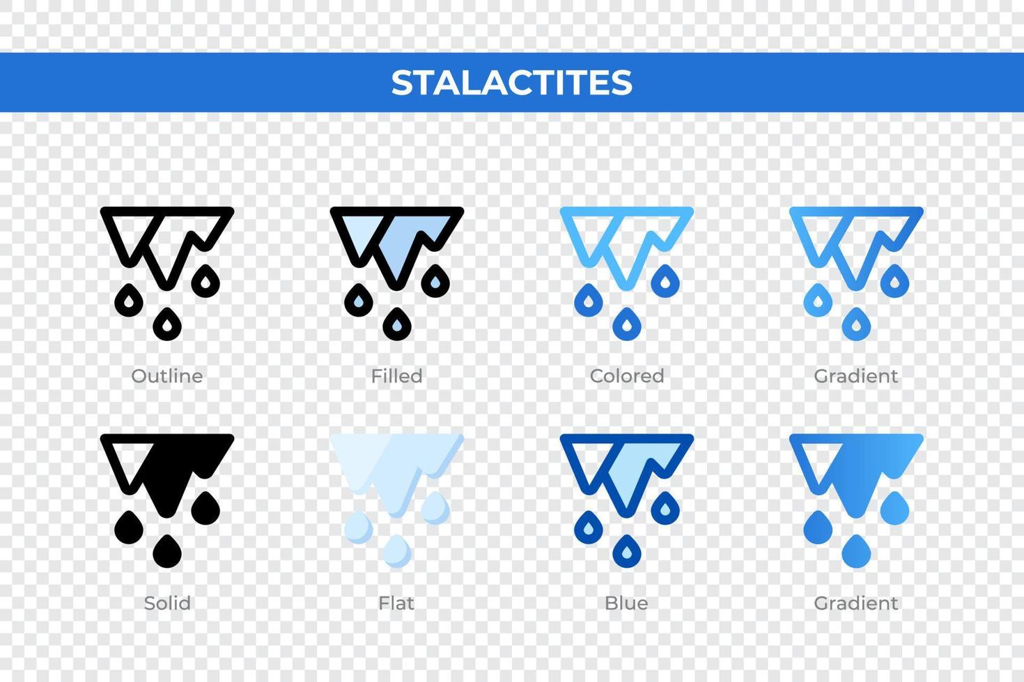 ícones de estalactites em estilo diferente. conjunto de ícones de estalactites. símbolo de férias. conjunto de ícones de estilo diferente. ilustração vetorial vetor