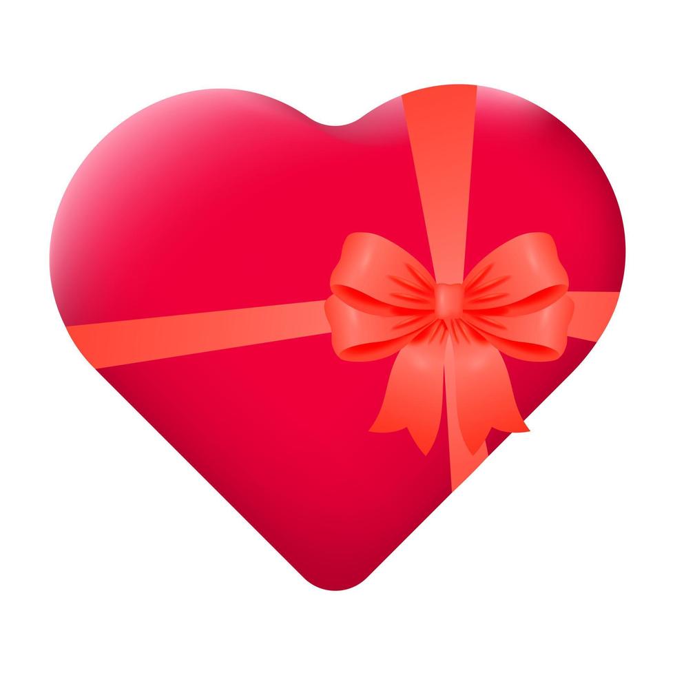 coração amarrado com uma fita de cetim vermelha com um laço. cartão postal com um coração. o conceito de amor e comemorando o dia dos namorados. símbolo tradicional do amor. ilustração vetorial. vetor