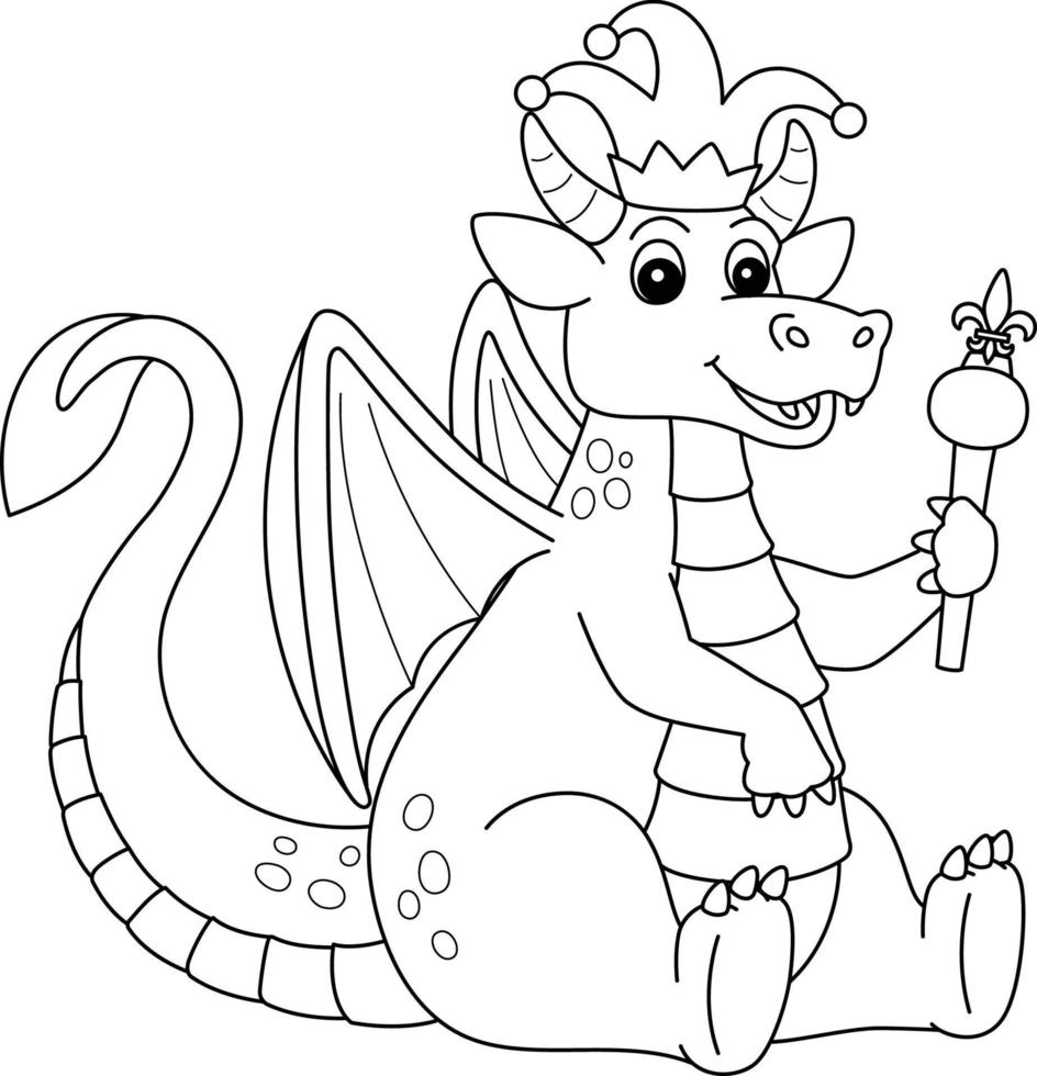 desenho de dragão bobo da corte de mardi gras isolado para colorir vetor