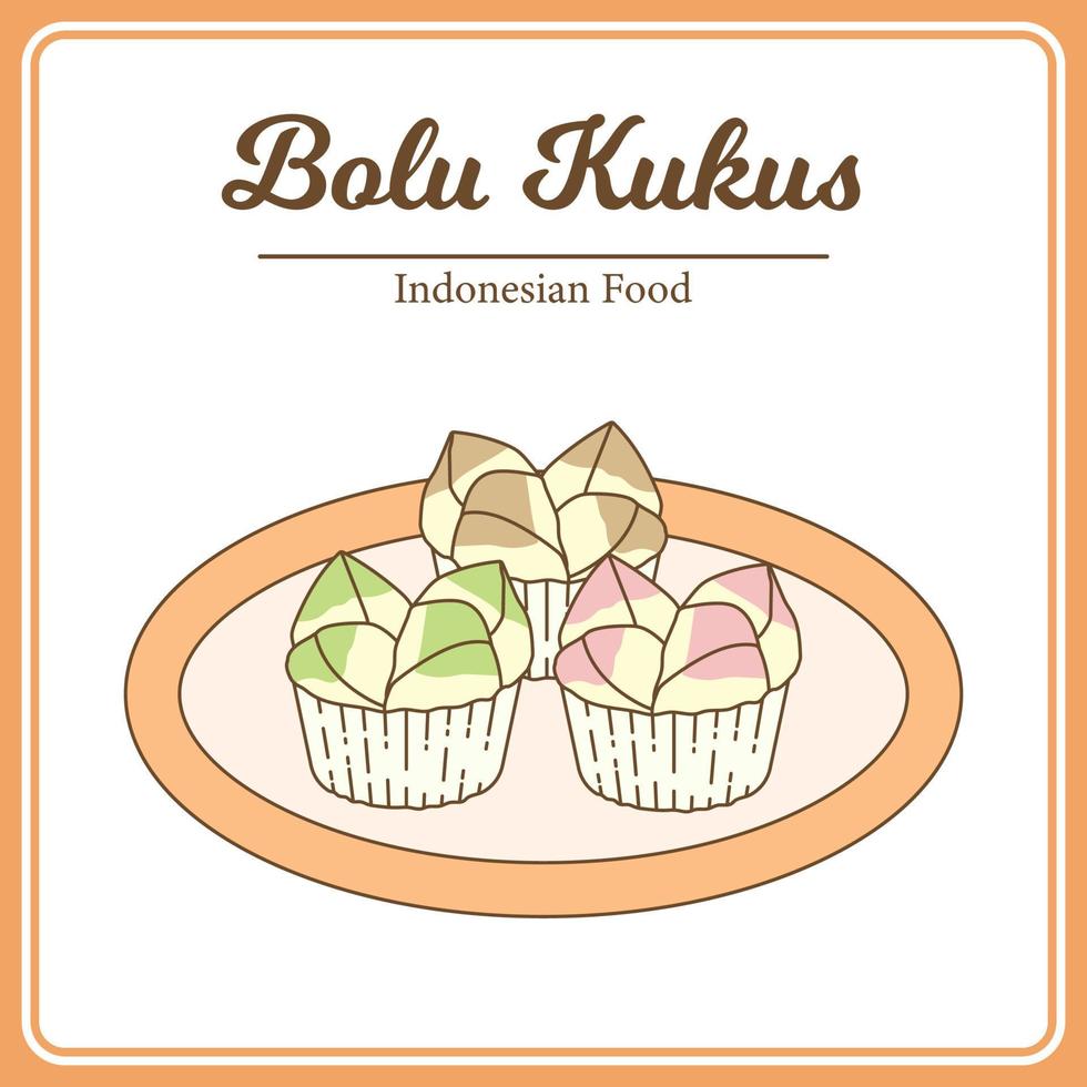 bolu kukus é um pão de ló cozido no vapor. comida tradicional indonésia vetor