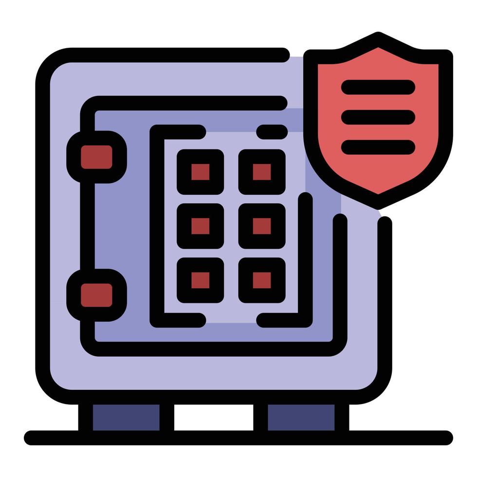 vetor de contorno de cores de ícone seguro de dinheiro garantido
