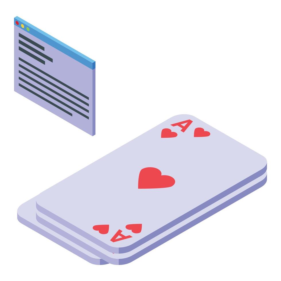 vetor isométrico de ícone de cartas de jogar online. pôquer de cartas