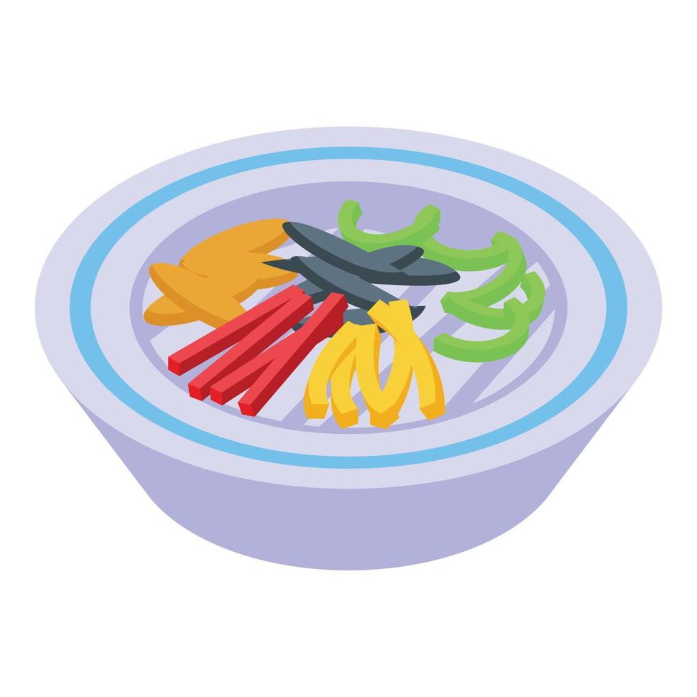 vetor isométrico de ícone de legumes cortados. cortar comida de cenoura