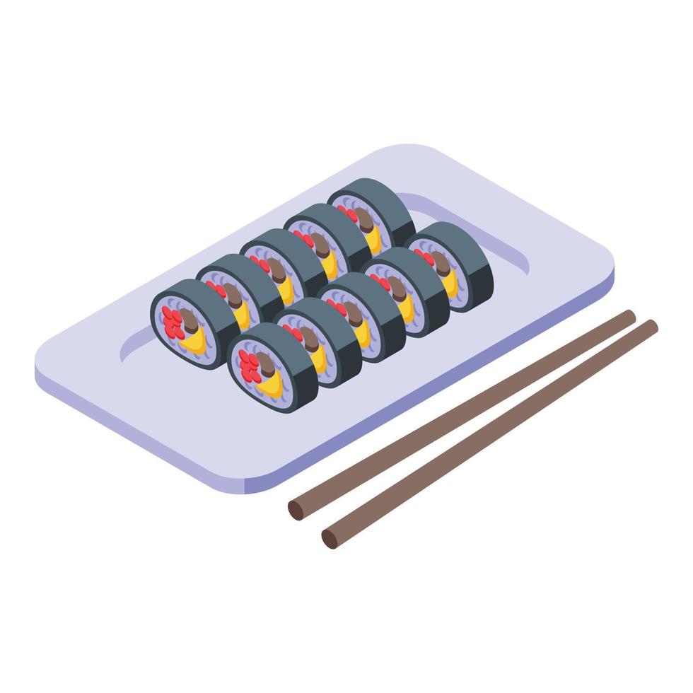 vetor isométrico de ícone de sushi coreano. comida coreana