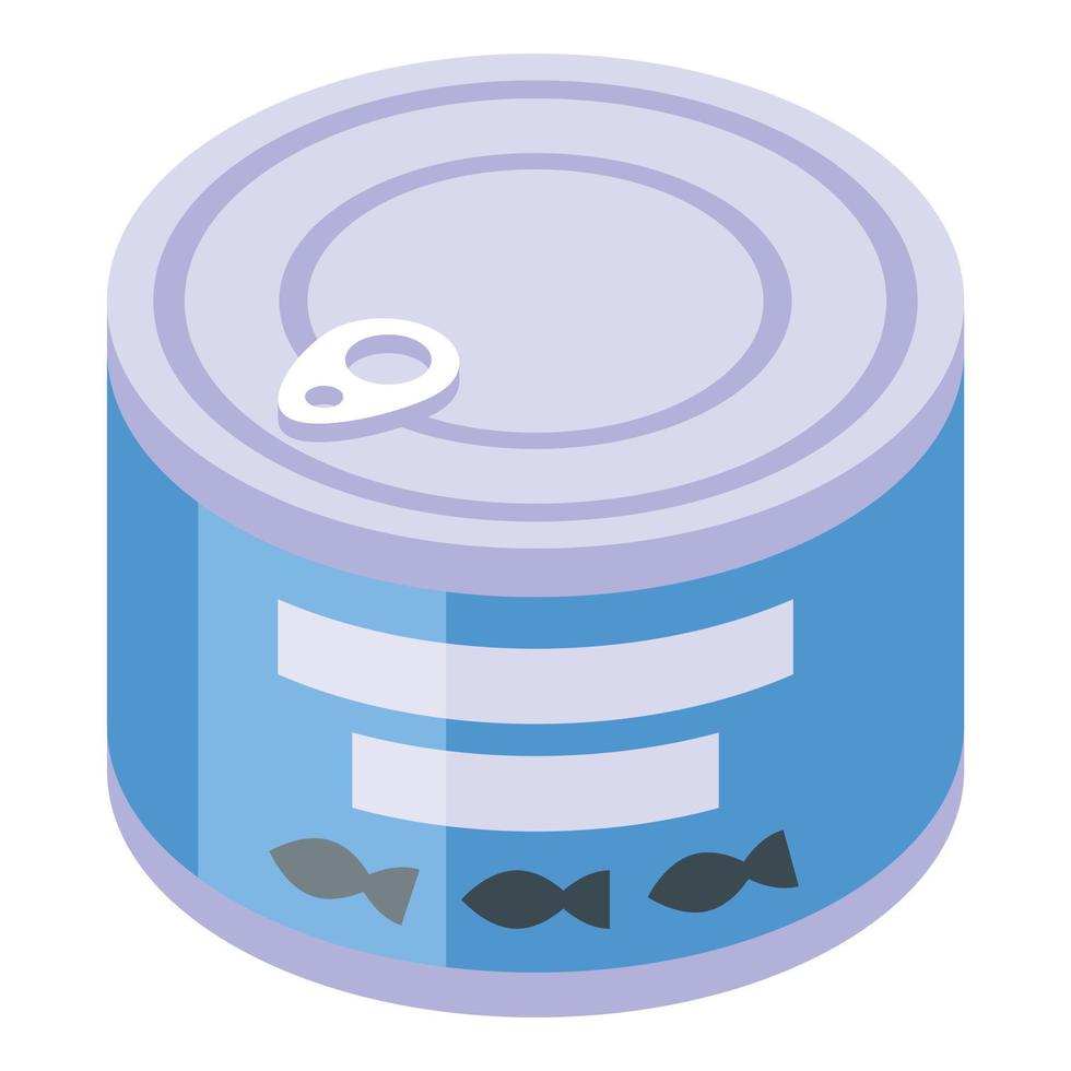ícone de lata de peixe, estilo isométrico vetor