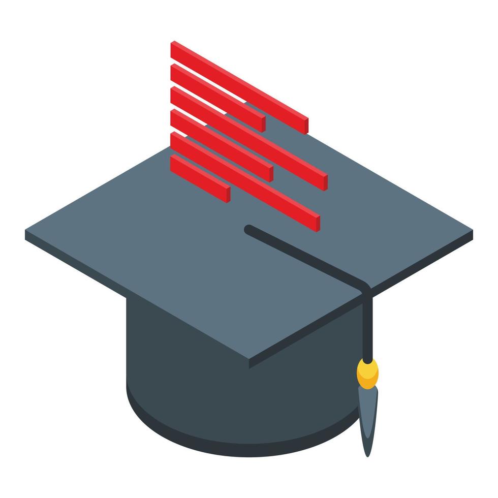 ícone de chapéu de formatura de fluxo de trabalho educacional, estilo isométrico vetor