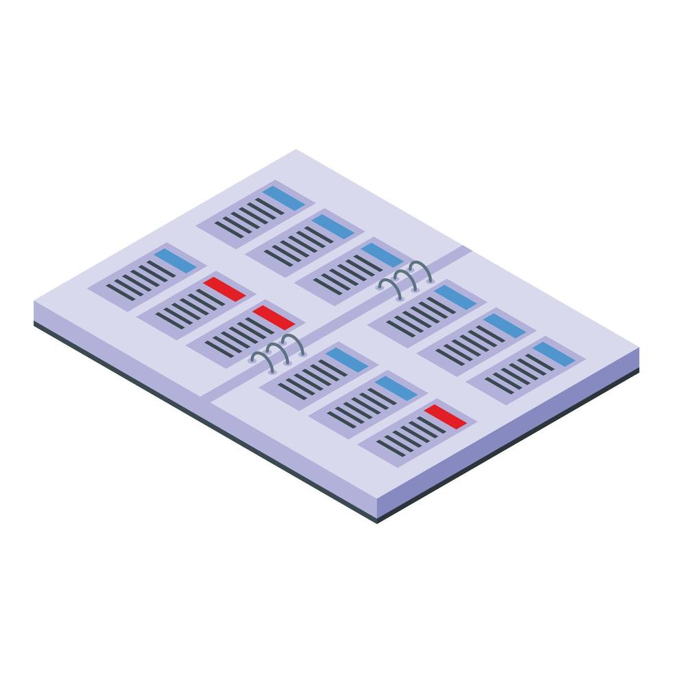 ícone de caderno de agendamento de tarefas, estilo isométrico vetor