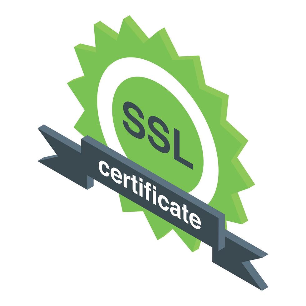 ícone de certificado SSL, estilo isométrico vetor