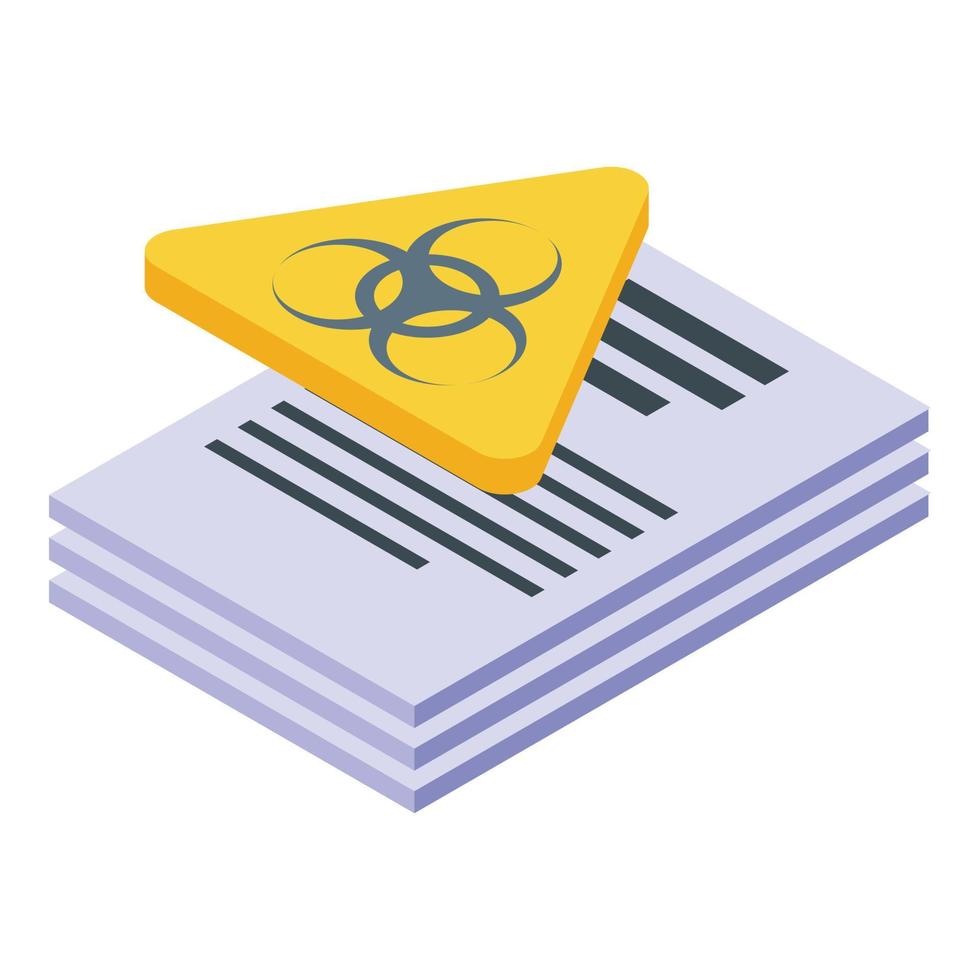 ícone de documentos de malware, estilo isométrico vetor