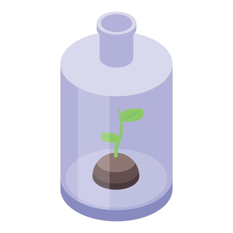 ícone de frasco de planta de pesquisa, estilo isométrico vetor