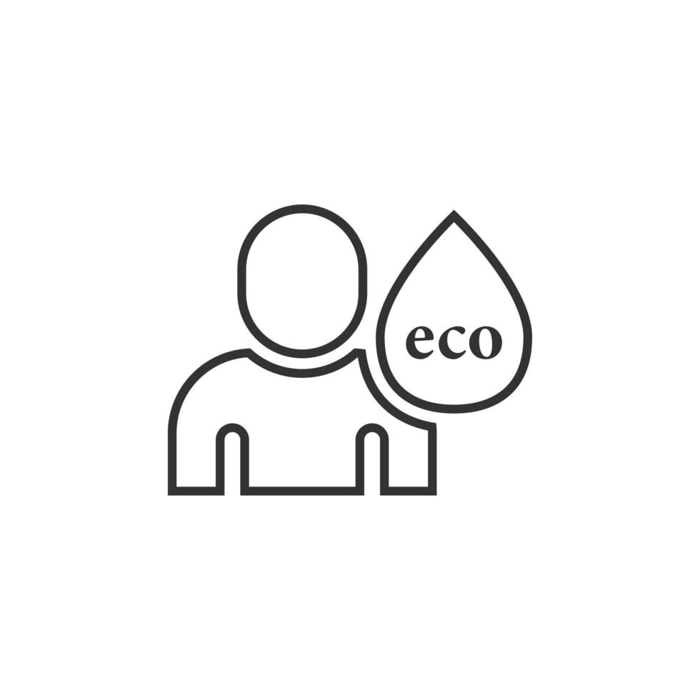 ícone de vida saudável de pessoas em estilo simples. ilustração em vetor gota de água no fundo branco isolado. conceito de negócio de sinal de ecossistema orgânico.