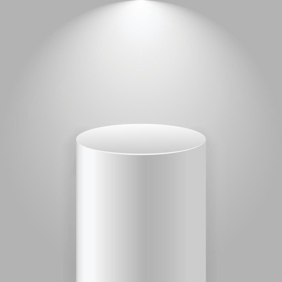 holofote ilumina ícone de pedestal em estilo simples. museu estágios ilustração vetorial no fundo branco isolado. conceito de negócio de sinal de plataforma de galeria. vetor