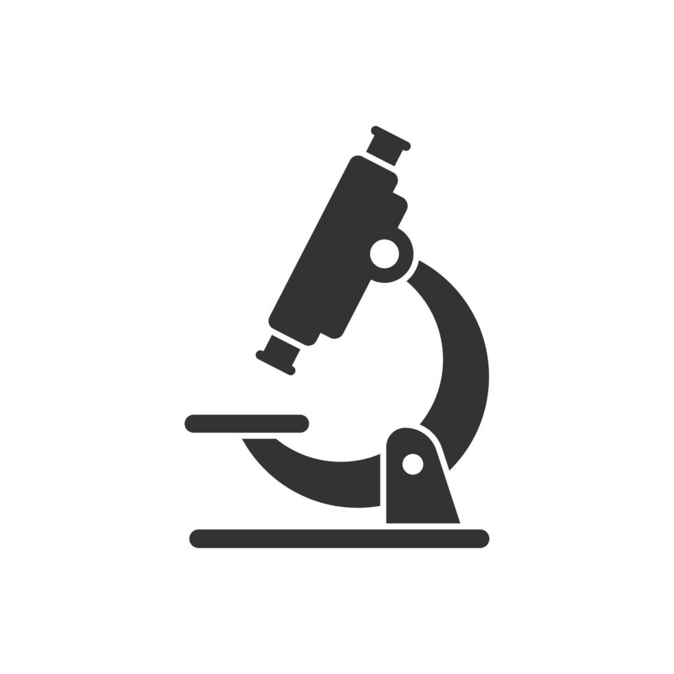 ícone de microscópio em estilo simples. ilustração em vetor lupa de laboratório em fundo isolado. conceito de negócio de sinal de instrumento de biologia.