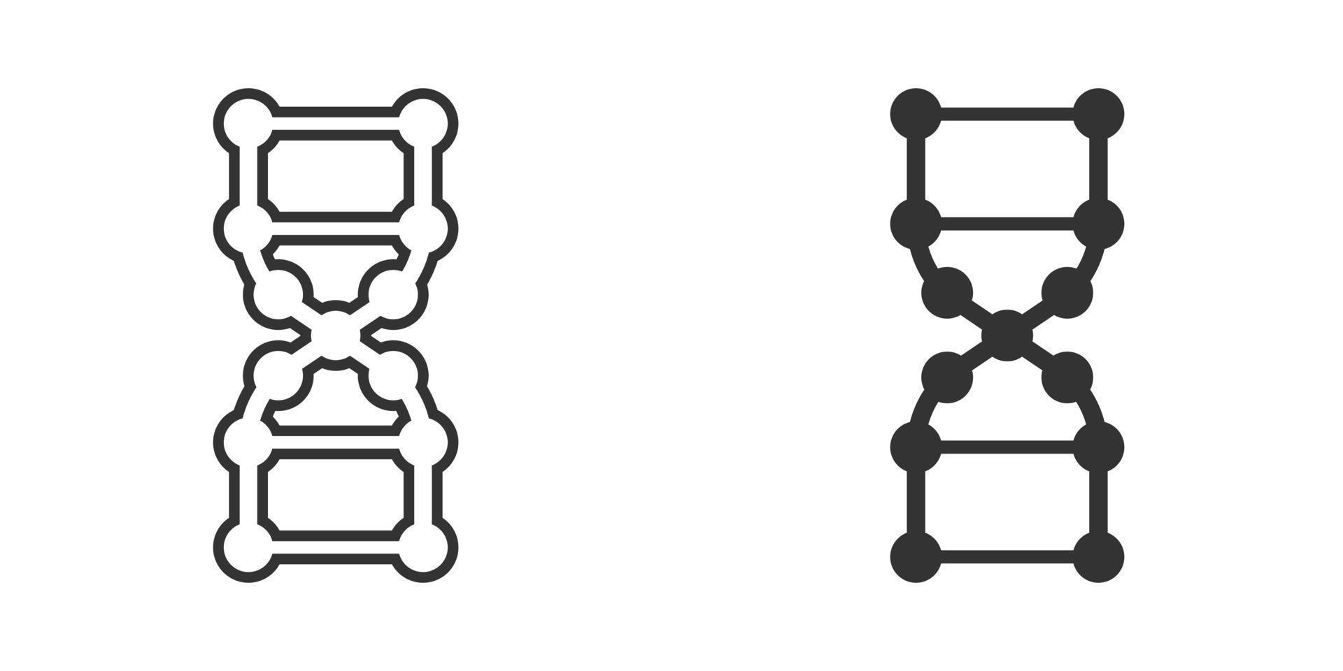 ícone da molécula de DNA em estilo simples. ilustração em vetor átomo em fundo branco isolado. conceito de negócio de sinal espiral molecular.