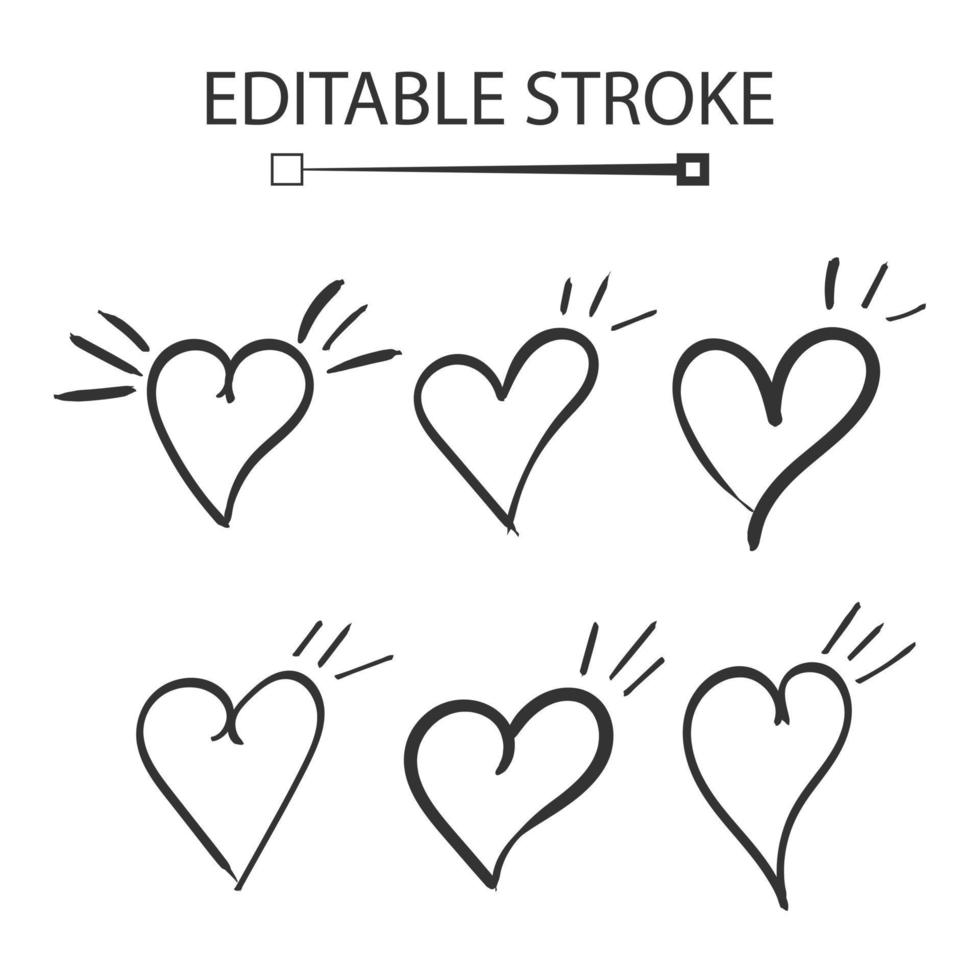 ícone de coração desenhado à mão em estilo simples. ilustração vetorial de corações em fundo isolado. amo doodle conceito de negócio de sinal. vetor