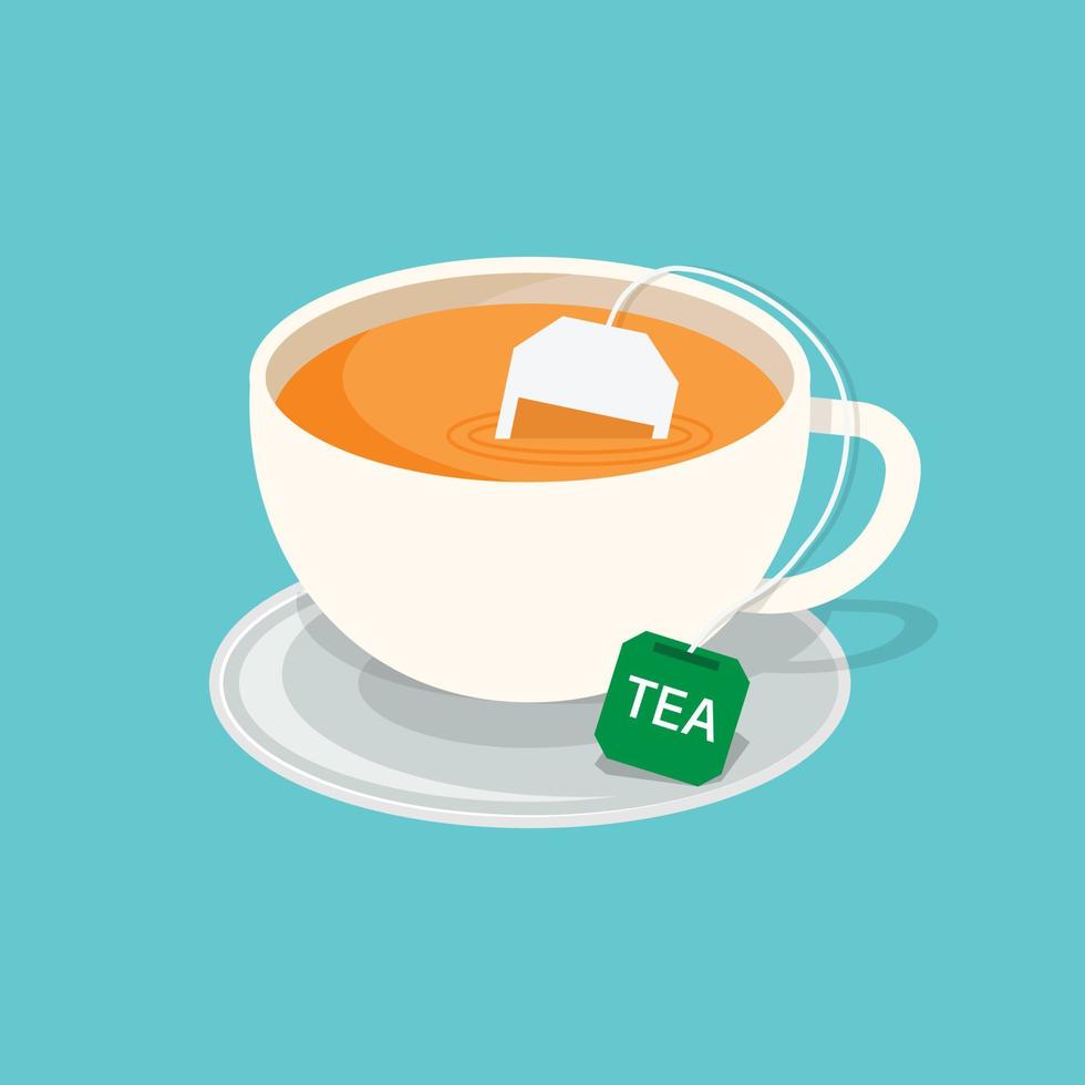 saquinho de chá na ilustração do ícone do copo branco em estilo simples. beber ilustração vetorial no fundo isolado. conceito de negócio de sinal de bebida fresca. vetor