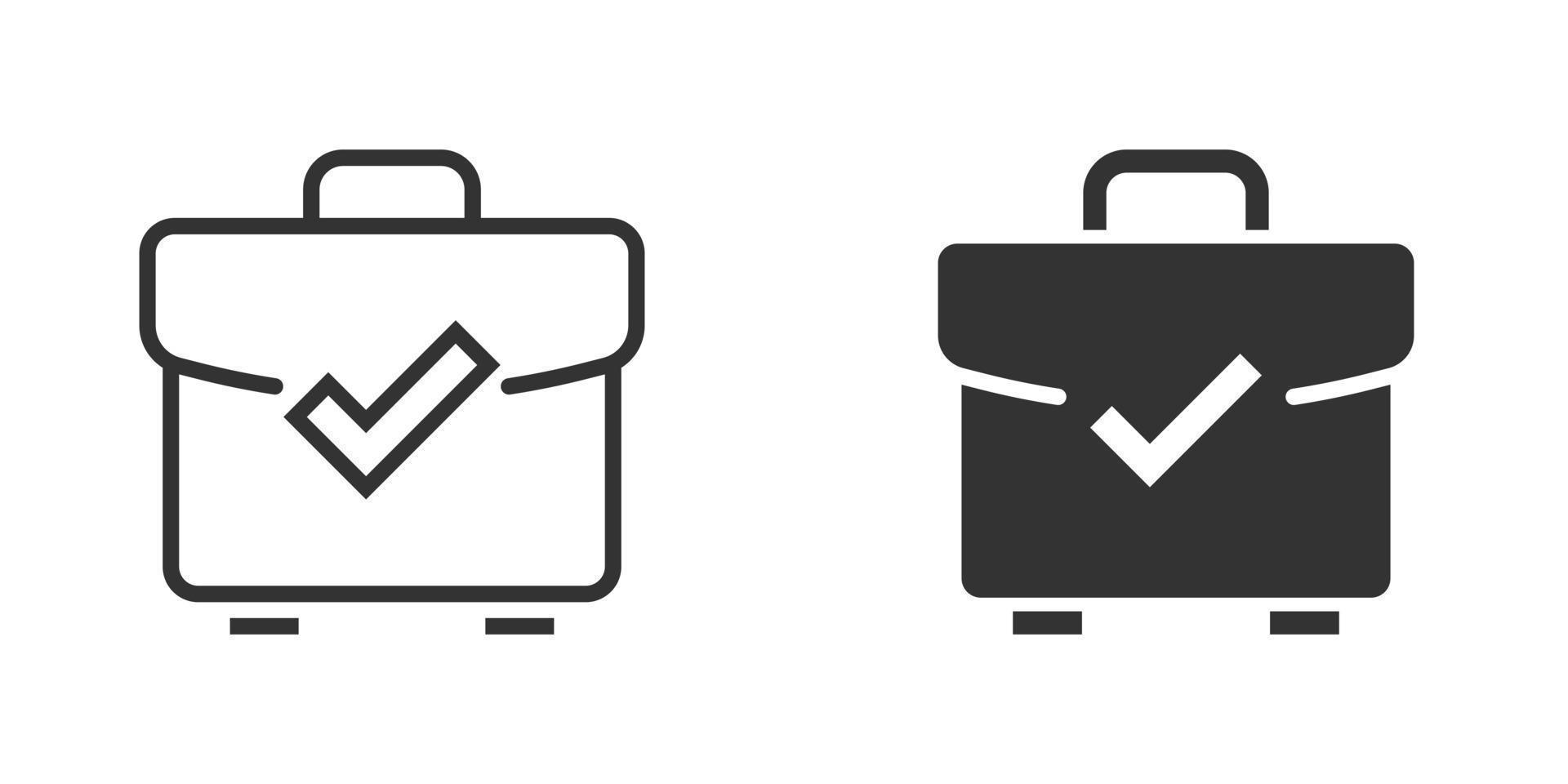 maleta aceita ícone em estilo simples. ilustração em vetor aprovação de portfólio em fundo branco isolado. confirme o conceito de negócio.