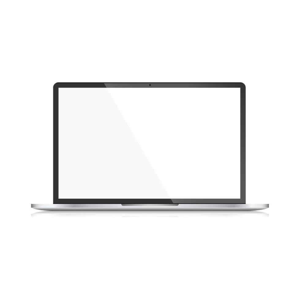 laptop realista com ícone de tela em branco em estilo simples. computador exibir ilustração vetorial no fundo isolado. monitorar o conceito de negócio de sinal. vetor