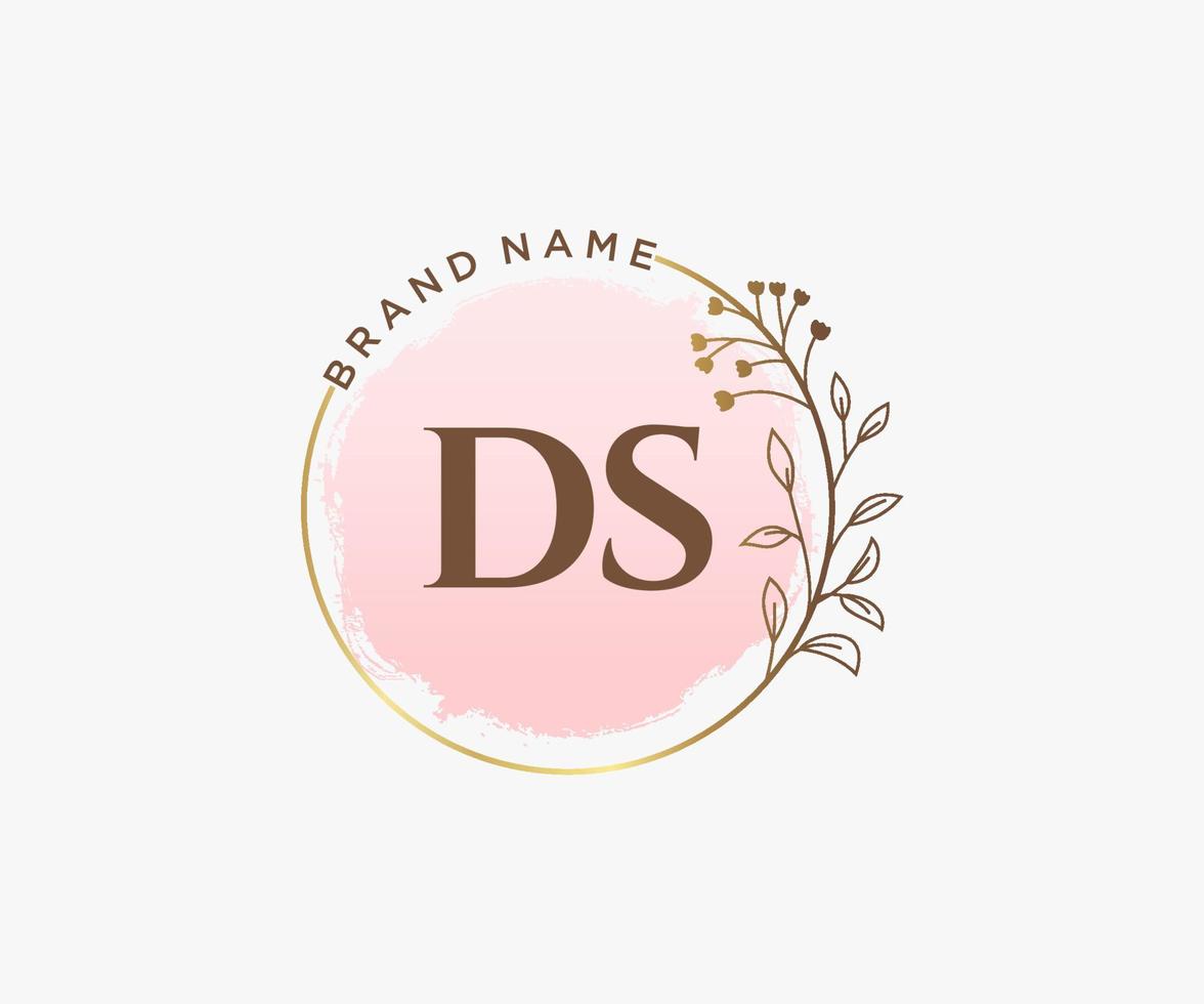 logotipo feminino ds inicial. utilizável para logotipos de natureza, salão, spa, cosméticos e beleza. elemento de modelo de design de logotipo de vetor plana.