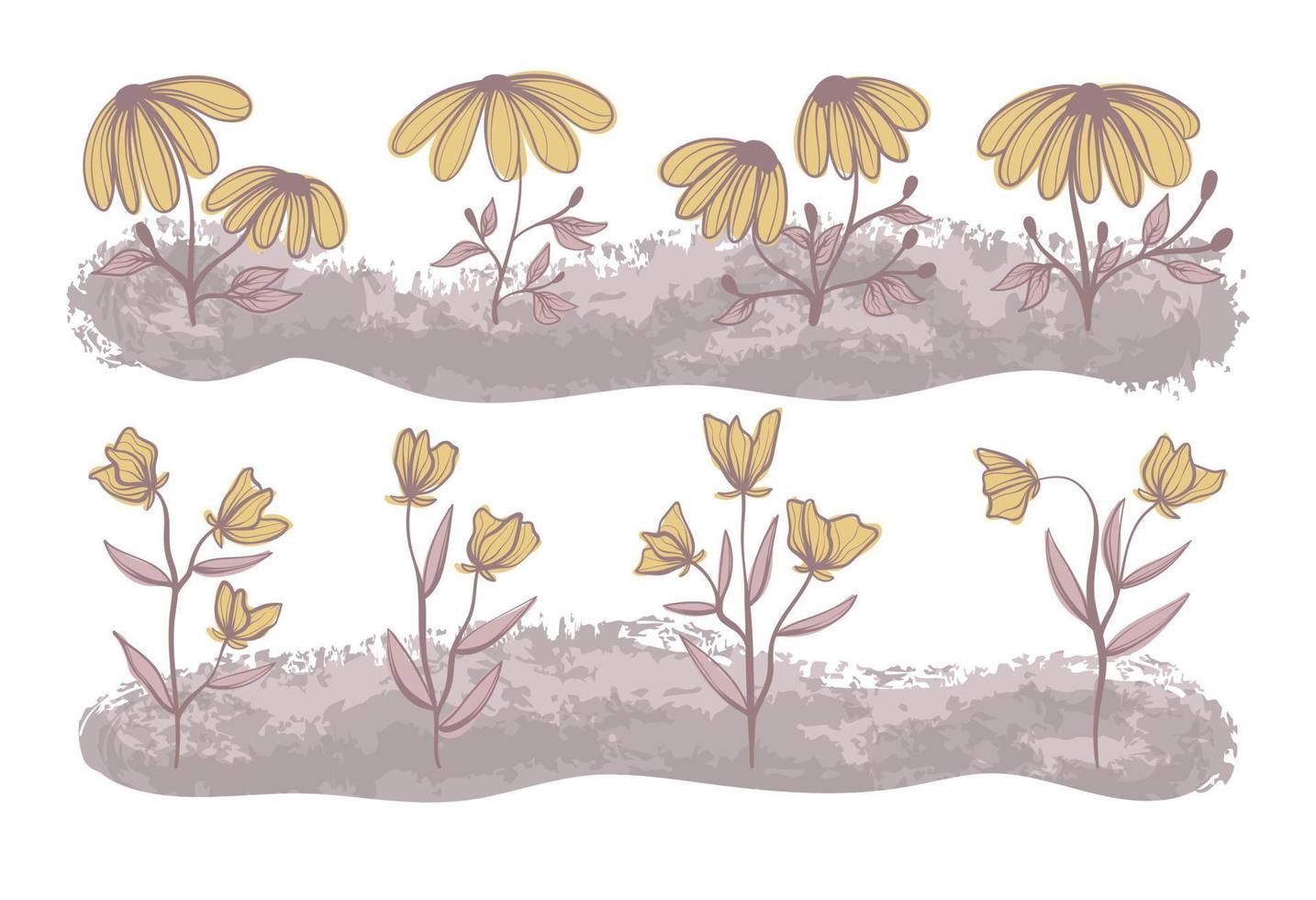 diferentes tipos de flor doodle gráficos vetoriais de coleção de primavera desenhados à mão 02 vetor