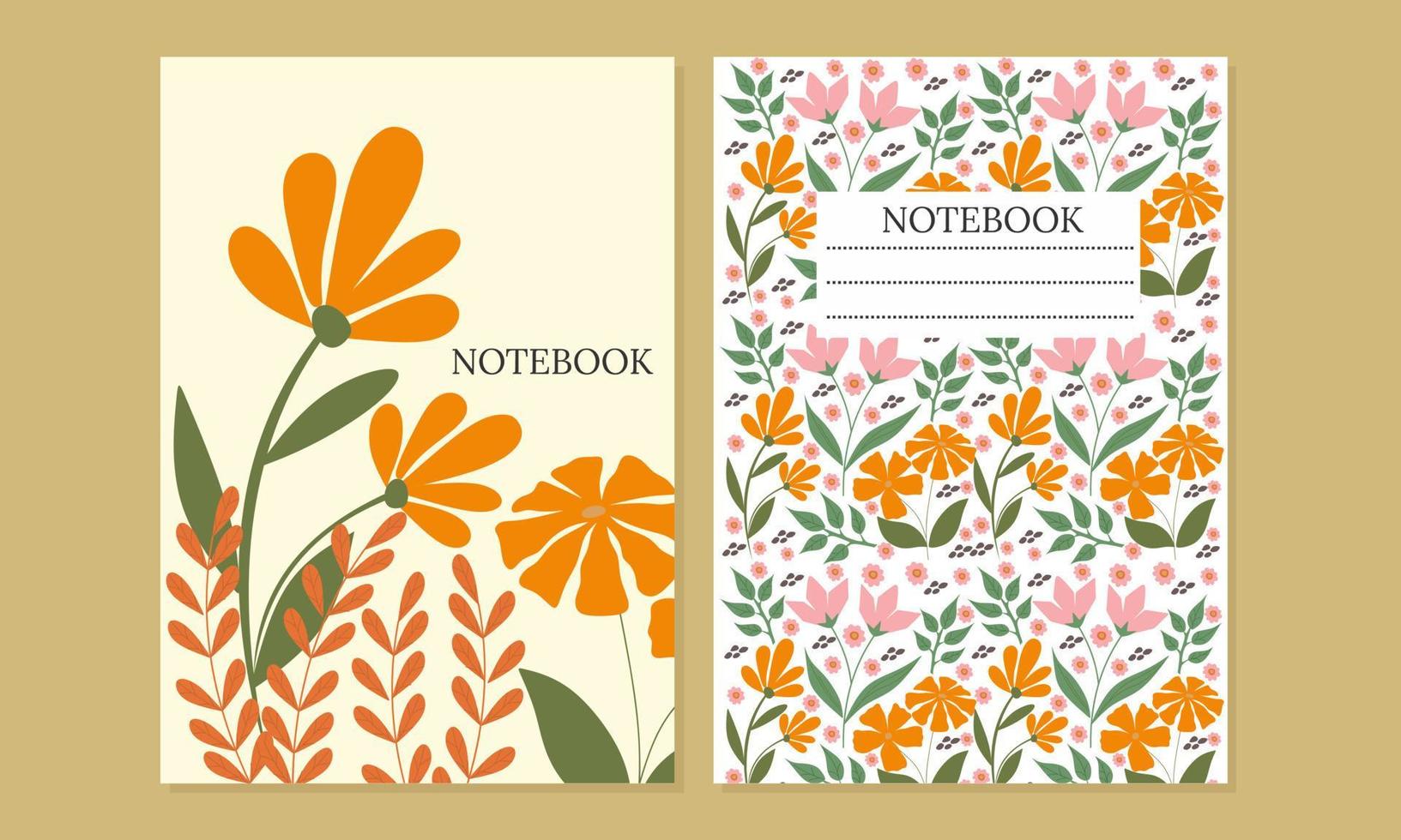 conjuntos de capas de caderno. belo design abstrato e floral. padrão sem costura e máscara usada, fácil de redimensionar. para livros, planejadores, agendas, catálogos. ilustração vetorial. vetor