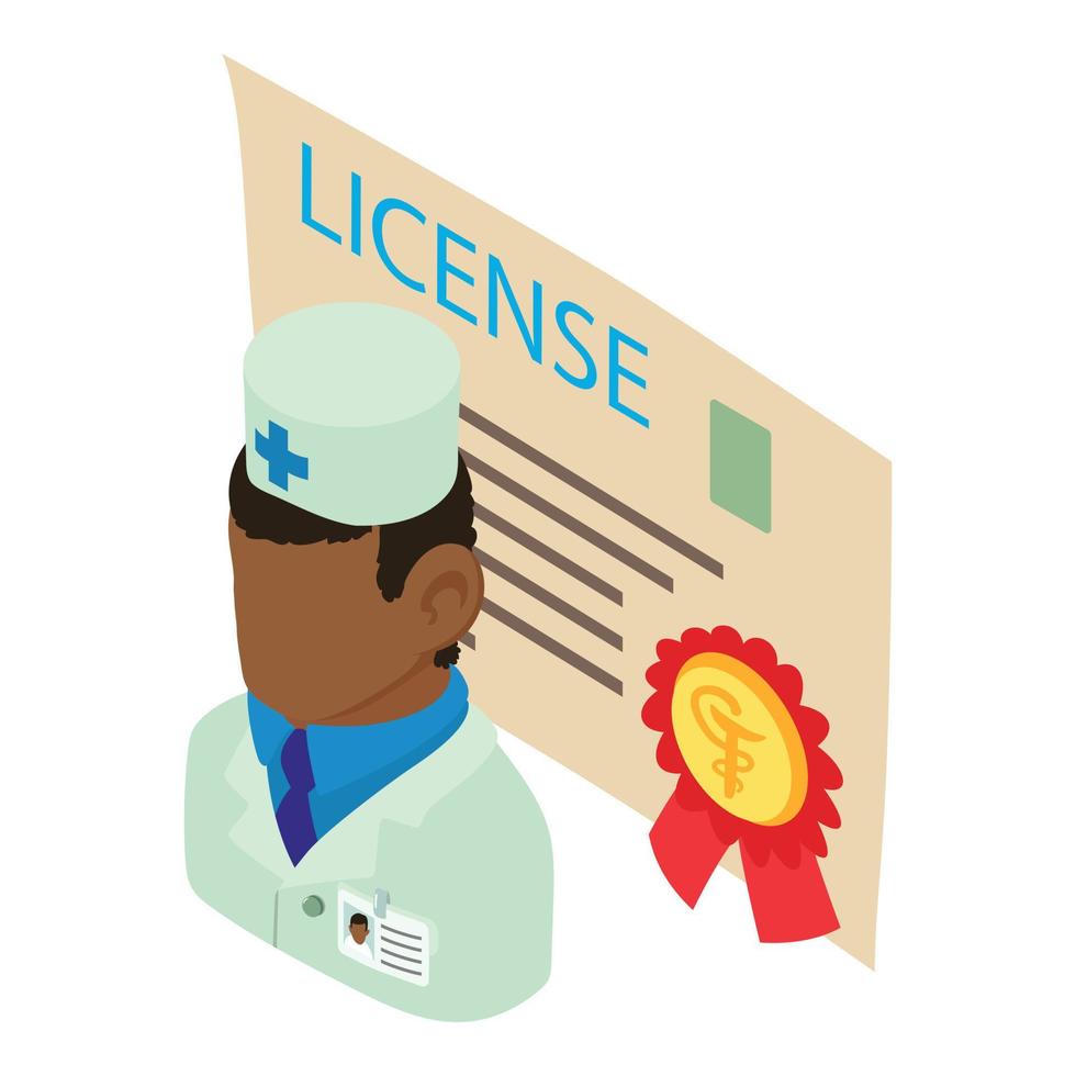 vetor isométrico de ícone de licença médica. certificado médico