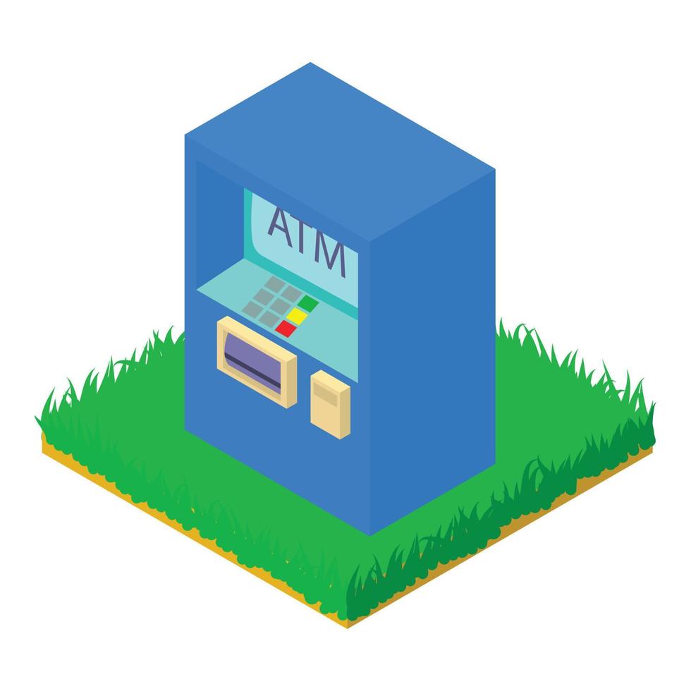 vetor isométrico de ícone de máquina atm. retirada de dinheiro