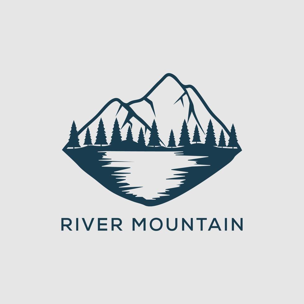 símbolo de design de logotipo de montanha de rio, melhor para ilustração vetorial de aventura ao ar livre vetor