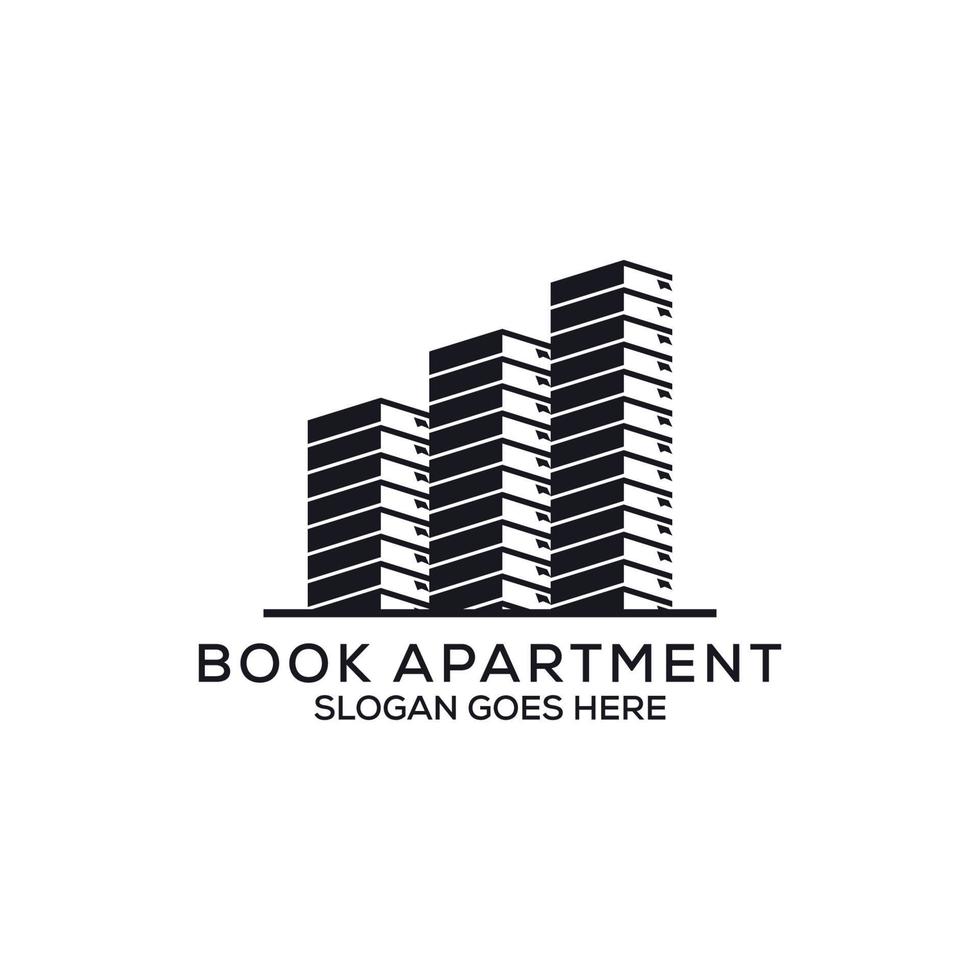 design de logotipo de apartamento de livro, vetor de construção de monograma, pode ser usado como símbolos, identidade de marca, logotipo da empresa, ícones ou outros.