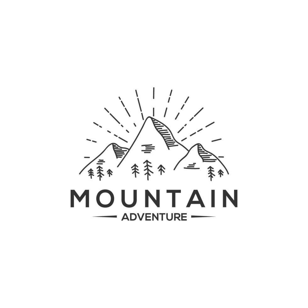 delinear o design do logotipo de aventura na montanha, ilustrações gráficas vetoriais de aventura ao ar livre vetor